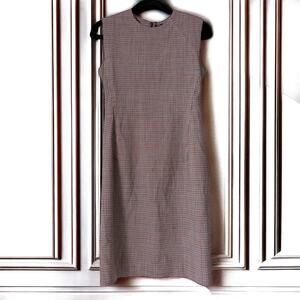 Theory Power Dress Window Check Portland Virgin Wool Sheath Dress Size 6
